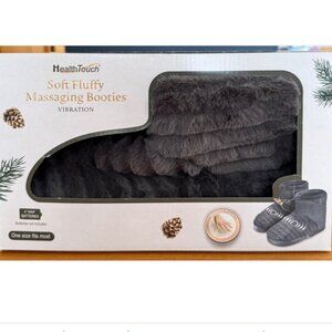 NIB Health Touch Soft Fluffy Massaging Booties Vibration Memory Foam OSFM Gray